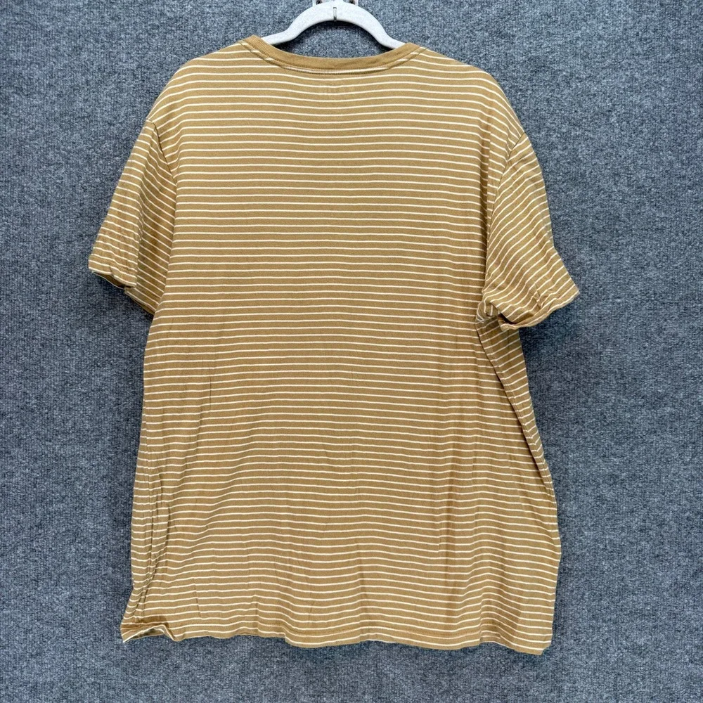Katin Tshirt Mens Large Gold Yellow White Striped Pocket Short Sleeve Tee Casual